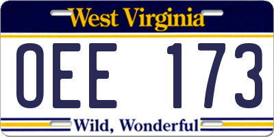 WV license plate OEE173
