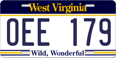 WV license plate OEE179