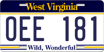 WV license plate OEE181