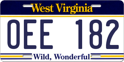 WV license plate OEE182
