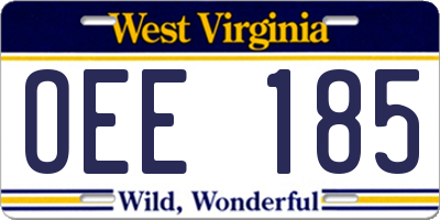 WV license plate OEE185