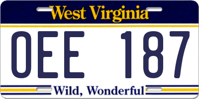 WV license plate OEE187