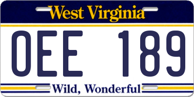 WV license plate OEE189