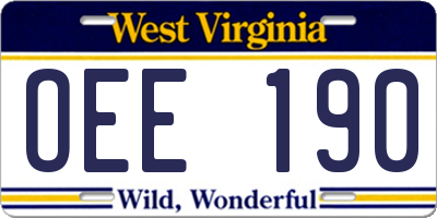 WV license plate OEE190