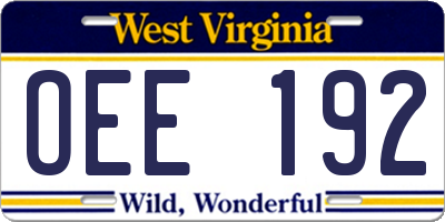 WV license plate OEE192