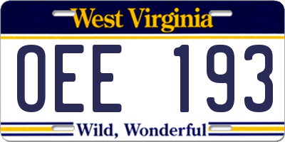 WV license plate OEE193