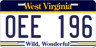 WV license plate OEE196