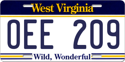 WV license plate OEE209