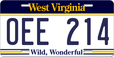 WV license plate OEE214