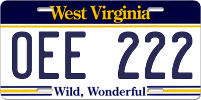 WV license plate OEE222
