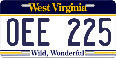 WV license plate OEE225