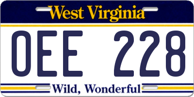 WV license plate OEE228
