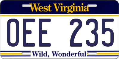 WV license plate OEE235