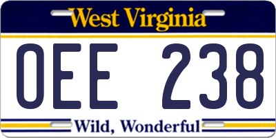 WV license plate OEE238