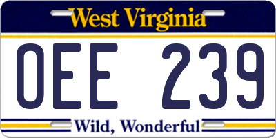 WV license plate OEE239