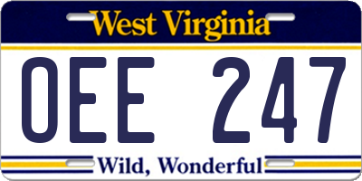 WV license plate OEE247