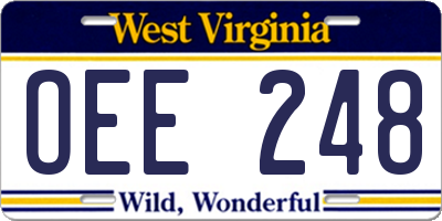 WV license plate OEE248