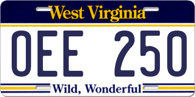 WV license plate OEE250