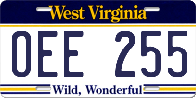 WV license plate OEE255