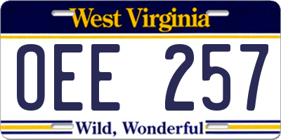 WV license plate OEE257