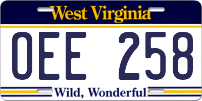 WV license plate OEE258
