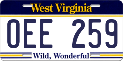 WV license plate OEE259
