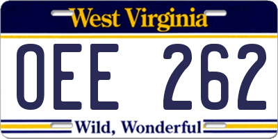 WV license plate OEE262