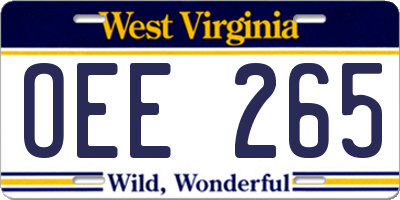 WV license plate OEE265