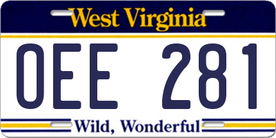 WV license plate OEE281