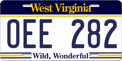 WV license plate OEE282