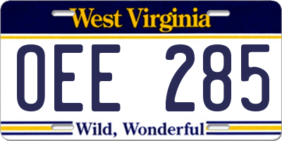 WV license plate OEE285