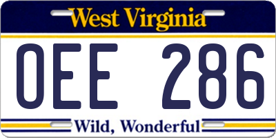 WV license plate OEE286