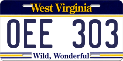 WV license plate OEE303
