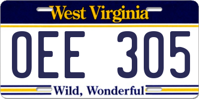 WV license plate OEE305