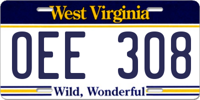 WV license plate OEE308
