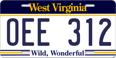 WV license plate OEE312