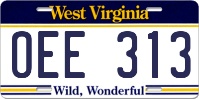 WV license plate OEE313