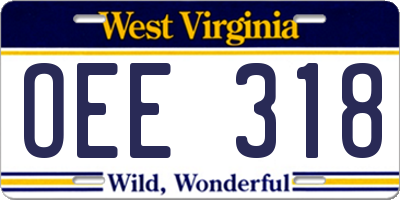 WV license plate OEE318