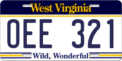 WV license plate OEE321
