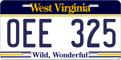 WV license plate OEE325