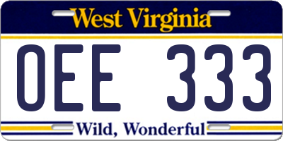 WV license plate OEE333