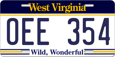 WV license plate OEE354
