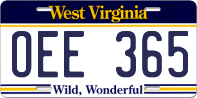 WV license plate OEE365
