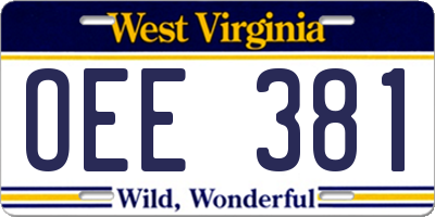 WV license plate OEE381