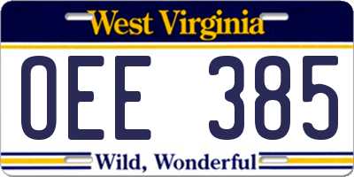 WV license plate OEE385