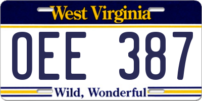 WV license plate OEE387