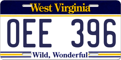 WV license plate OEE396