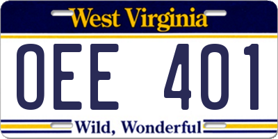 WV license plate OEE401