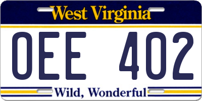 WV license plate OEE402