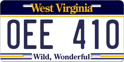 WV license plate OEE410